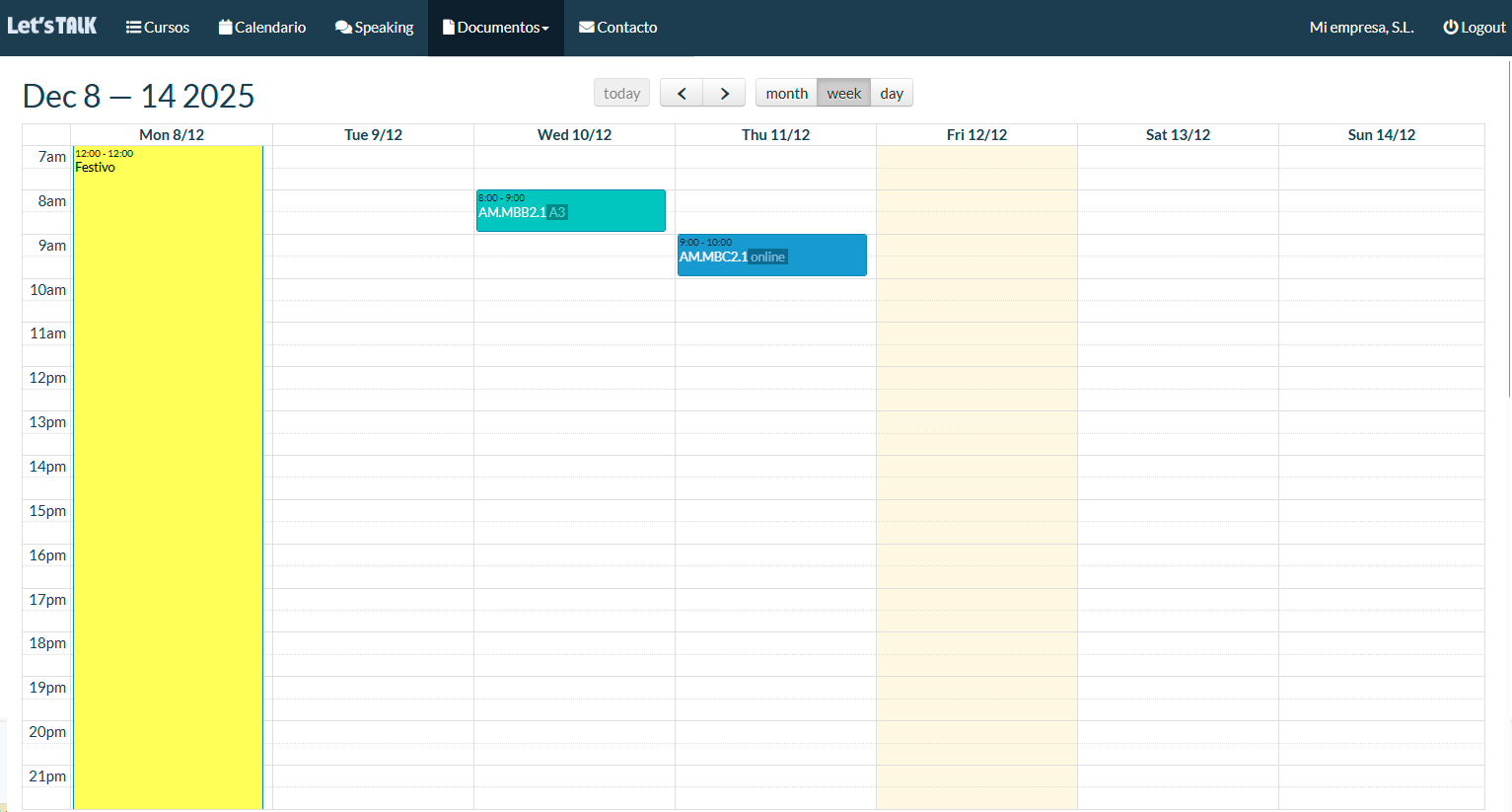 Área de empresas Let's Talk - Informes